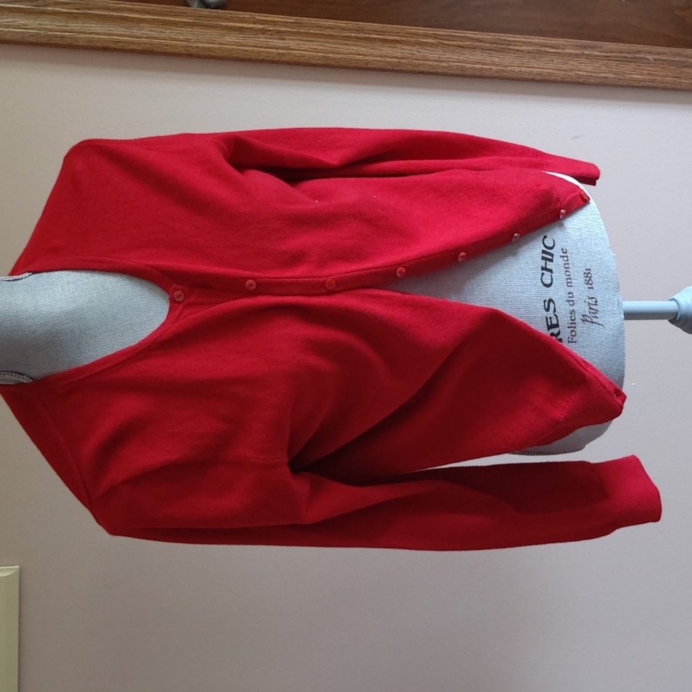 Red cardigan
